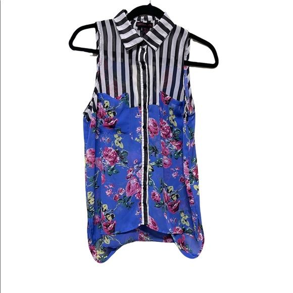 Material Girl Stripes and Floral blouse - Picture 1 of 10